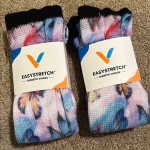 Easy stretch diabetic Viasox.  Size L.  Butterfly prints. NWT